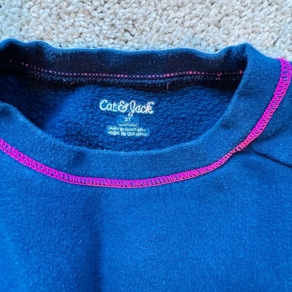 Cat & Jack Toddler solid long sleeve shirt Crew Neck Sweatshirt blue size 3T - Picture 5 of 7